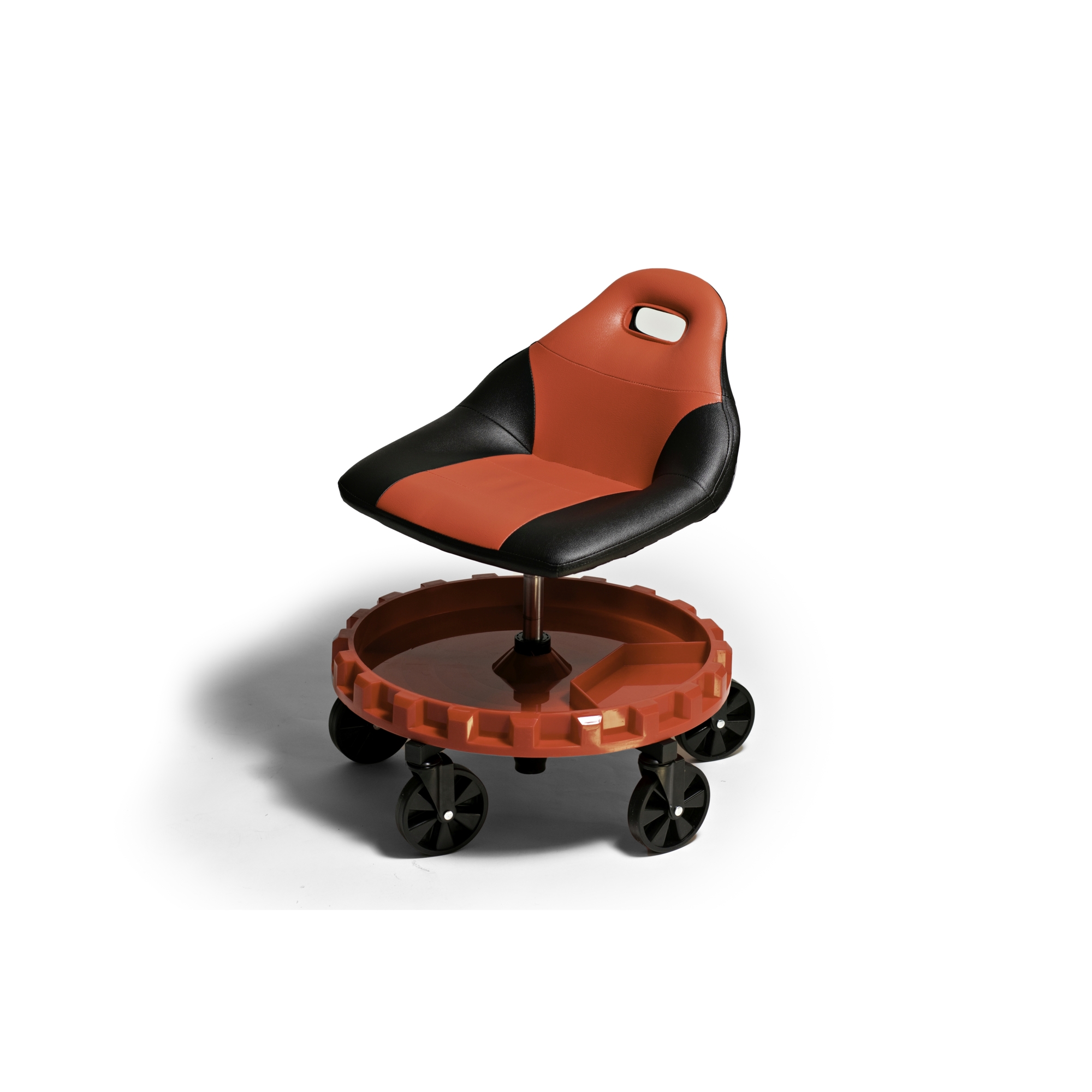 Traxion ProGear Race Seat - Red, Comfortable for extended periods of time. Built-in handle provides one-handed carrying. Large Gear Tray spins for easy access to tools and parts. Model #2-700